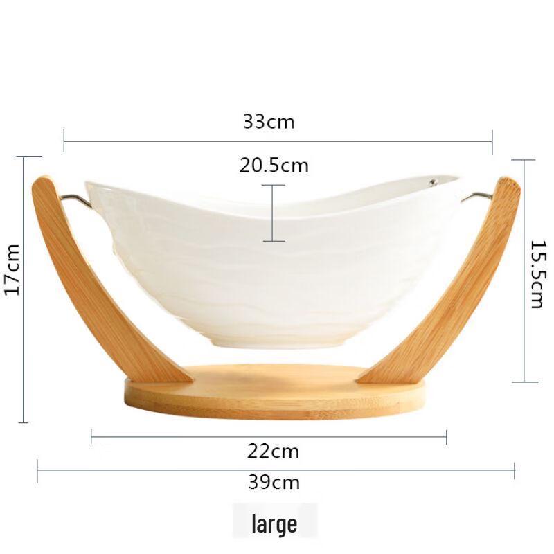 Ceramic Bamboo Fruit & Snack Basket Set