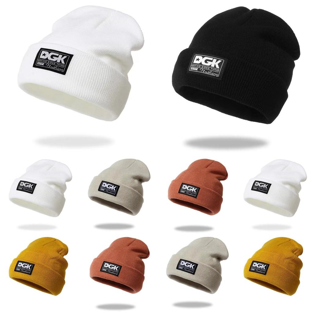 Knitted Hat For Adults With Alphabet Patch Windproof Warm Winter Headgear For Outdoor Skiing