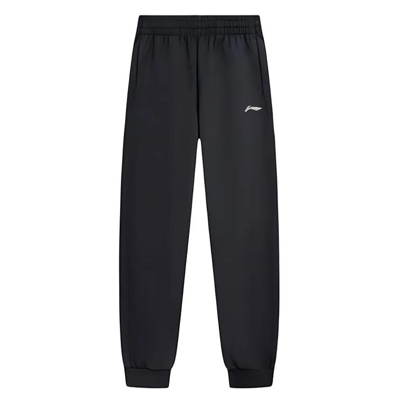 Li-Ning Fleece Lined Warm Cuffed Casual Comfortable Knitted Sports Pants Men bottoms Black AKLT553-3