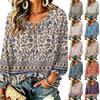 Damen Vintage Blumenmuster Halsschleife Vorne Langarm Rüschen Pullover Top