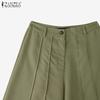 ZANZEA Women Casual Solid Color Loose Wide Leg Capri Pants