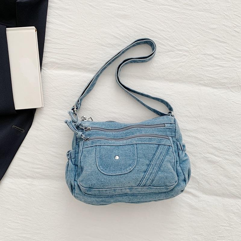 Crossbody Bag Women's Vintage Denim Bag Large Capacity Lightweight Shoulder Bag