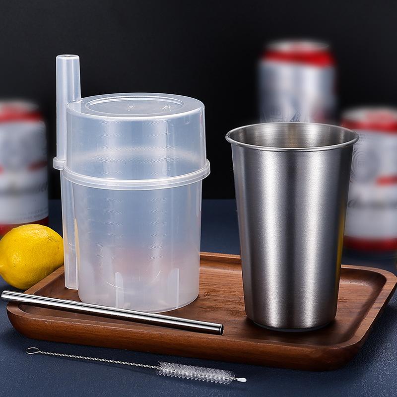 304 Stainless Steel Quick-frozen Beer Glass Water Cup Single-layer Cold Drink Cup Metal Cup Handy Cup
