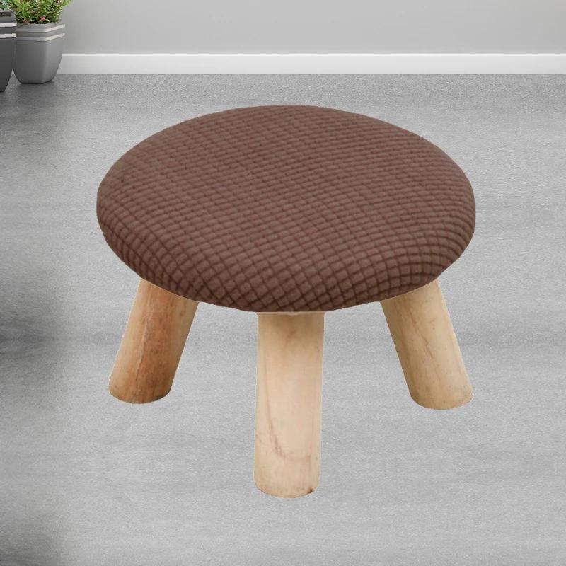 

Solid Color Footrest Ottoman Cover Elastic Stretch Round Chair Covers For Living Room Chair Protector Spandex Ottoman Slipcover кавовий
