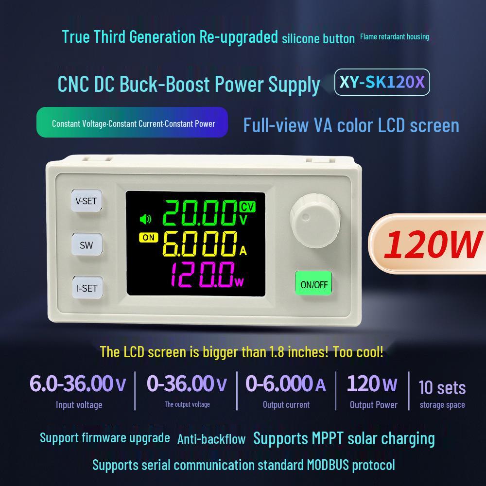 Third-Gen SK120 CNC Adjustable DC Power Supply Module for Step-Up/Down, Constant Voltage & Current, Solar Charging