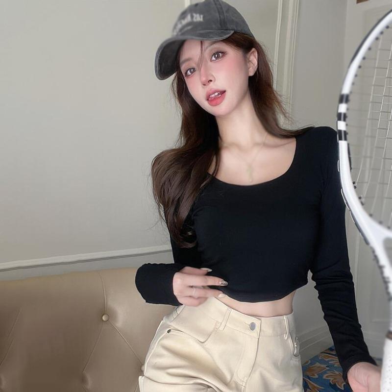 Women's Tops Bottoming Shirt Slim Slim Fit Square Neck