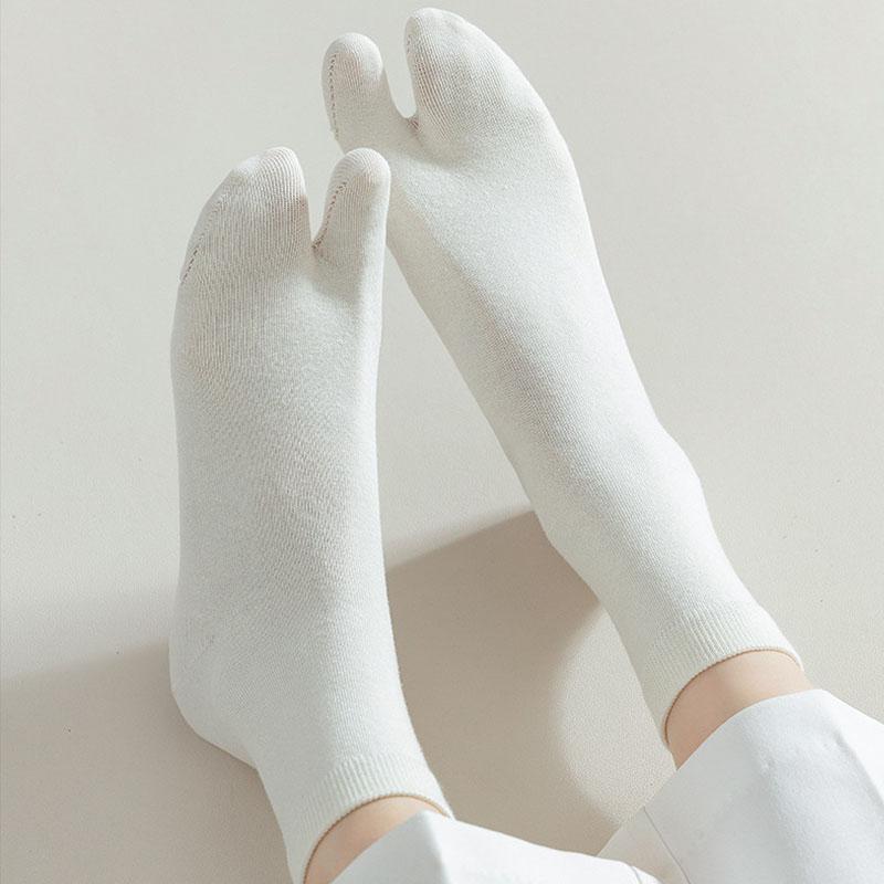 Chaussettes d'orteils en coton de couleur unie gris noir mi-mollet chaussettes pour femmes automne hiver chaud respirant chaussettes à cinq doigts