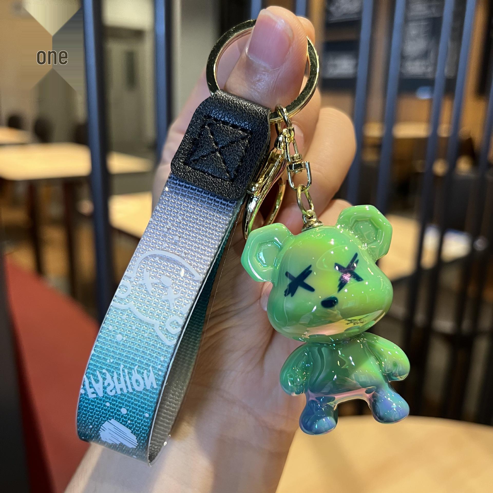 Gradient Resin Dragon Bear Keychain Pendant - Creative Gift for Bags and Cars