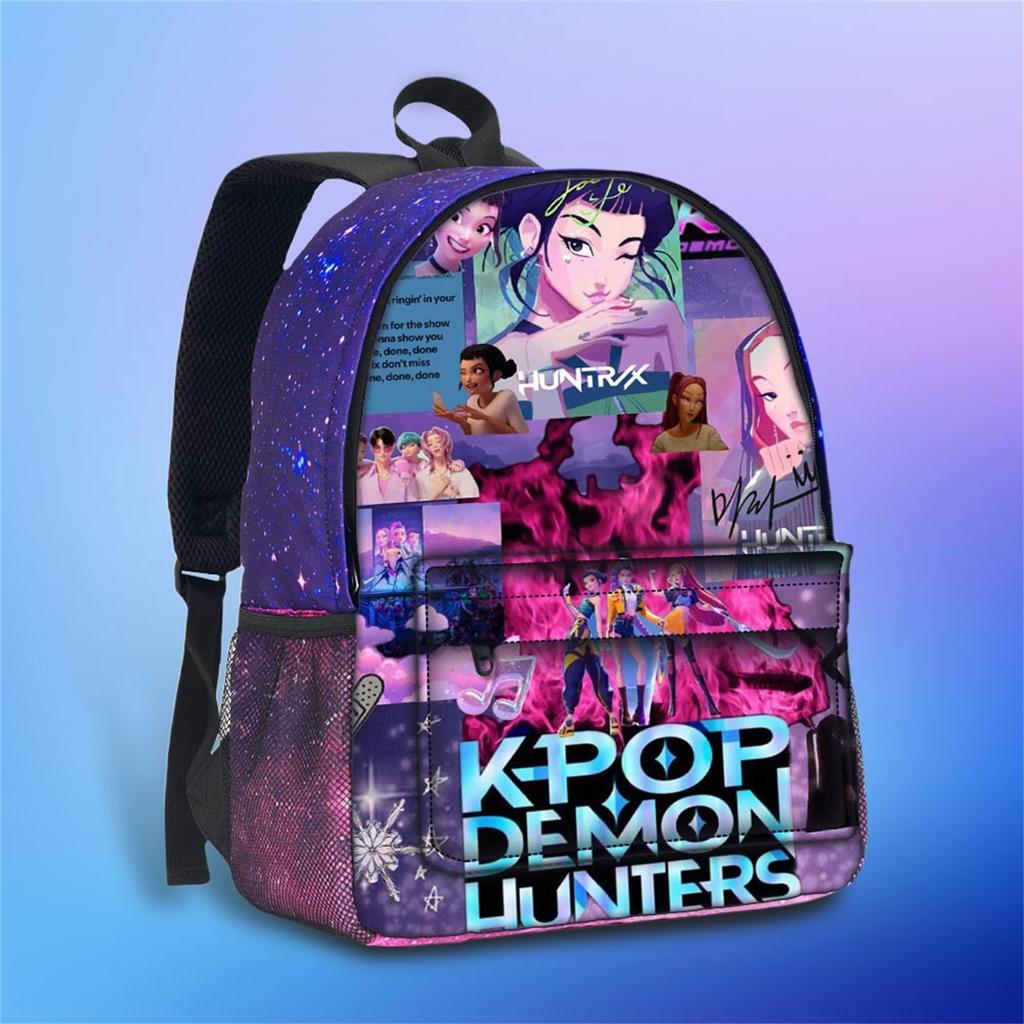 Movie Peripheral Print Backpack, School Bag Student Campus With Plush Ball Backpack