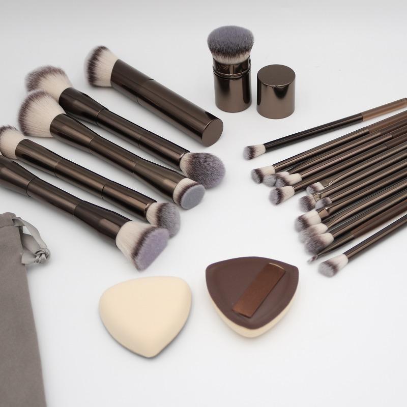 20pcs/set Professional Makeup Brushes Double Ended Foundation Concealers Blush Eye Shadow Brush for Liquid Cream Powder Blending