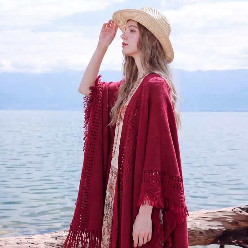 Women's Ethnic Style Tassel Knit Shawl