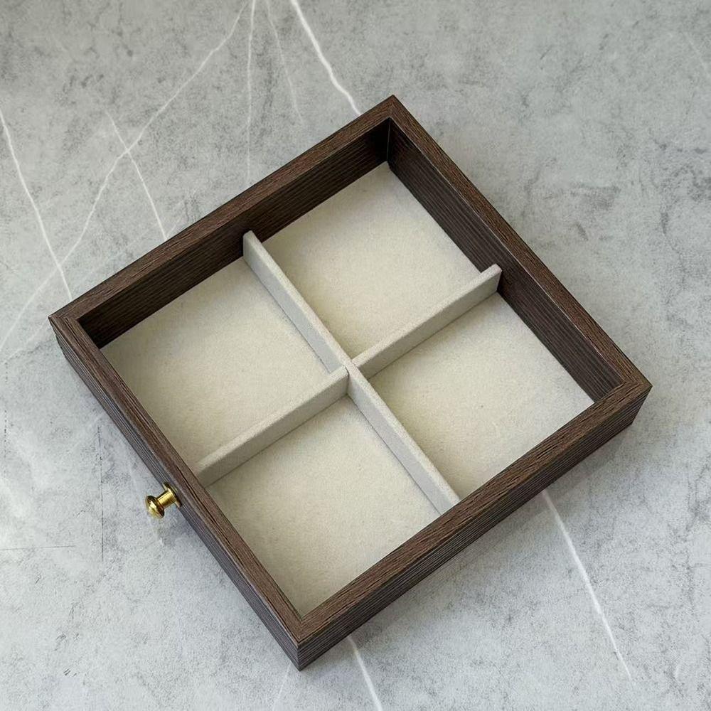 Large Capacity Wooden Walnut Grain Jewelry Box Dust-proof Necklace Display Storage Boxes  Gifts