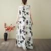 Summer new cotton and linen V-neck Korean version plus long nightdress lazy style loose version sleeveless dress women
