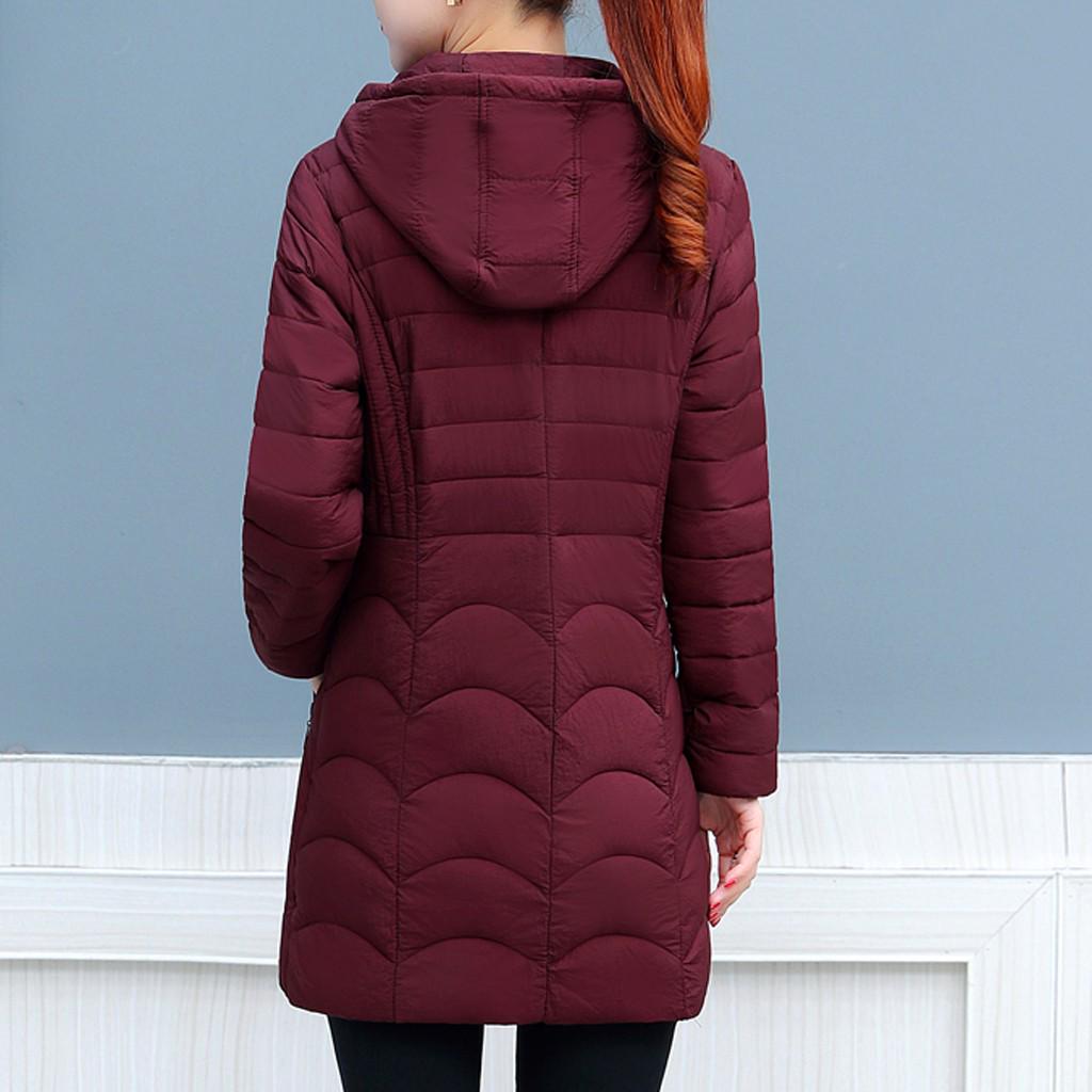 Fashion Women Winter Warm Cotton Hooded Winter Jacket Long-Sleeved Coat