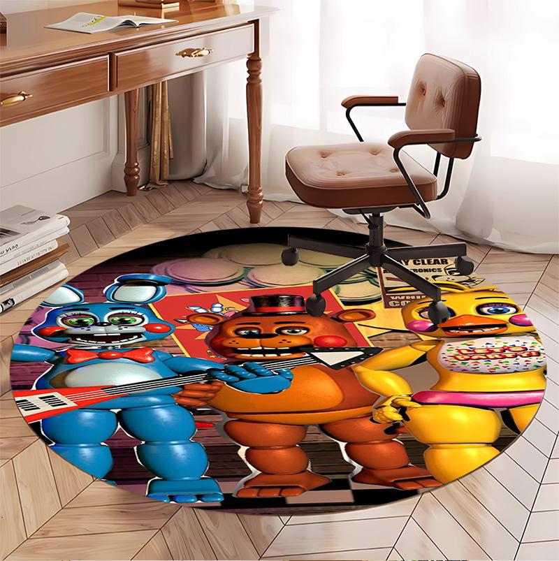 Five Nights at Freddy's Pattern Round Rug, Indoor/Outdoor Mat, for Picnic, Gameroom, Bedroom, Office, Living Room, Home Decor Carpet, Birthday Gift