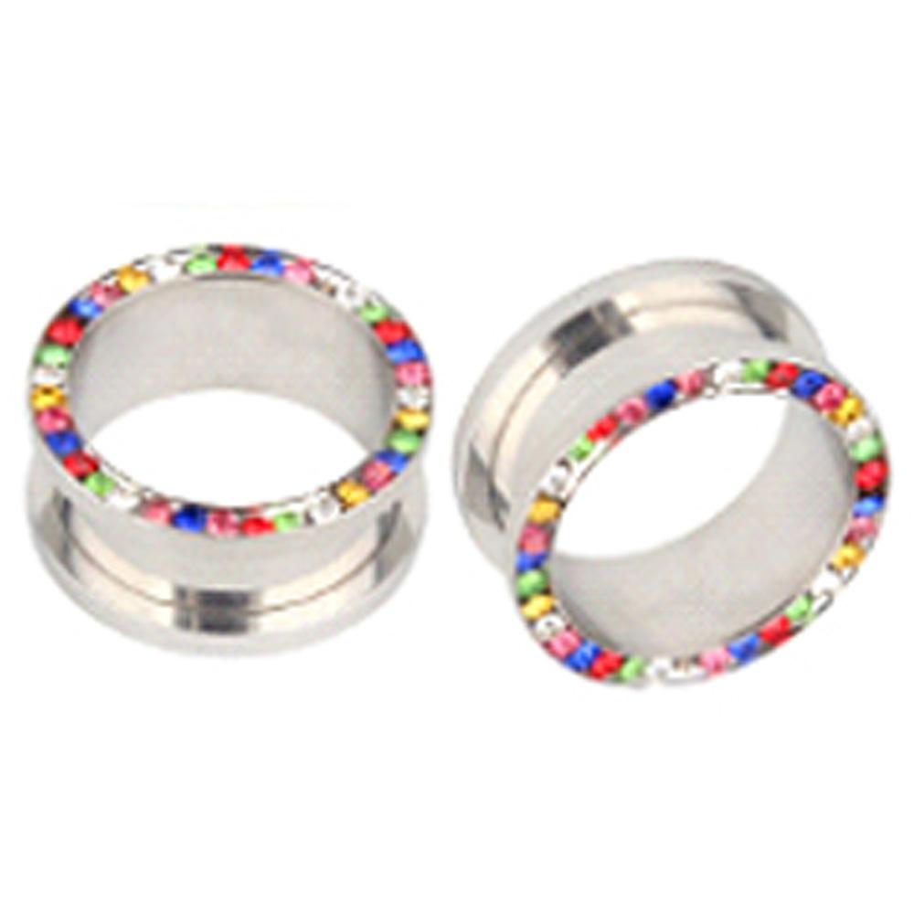 

2 шт. Сині Червоні Кристали CZ Розширювач Вуха Пірсинг для Тіла Ювелірні Вироби Нержавіюча Сталь Розкльошені Тунелі для Плоті Заглушки для Вух Розтяжка Вух 3-25 мм 8g (3 mm) різнокольоровий