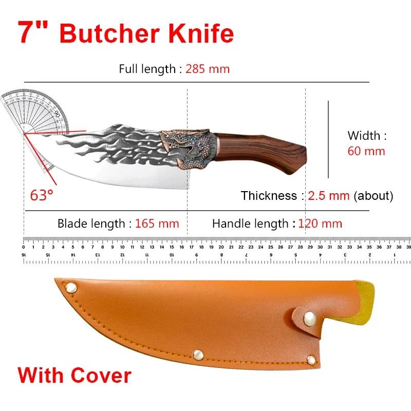 Butcher Knife Hand Forged Blade Kitchen Knives Plastic Handle Boning Knife Cleaver Meat Chopping Vegetables Cooking Chef Knives
