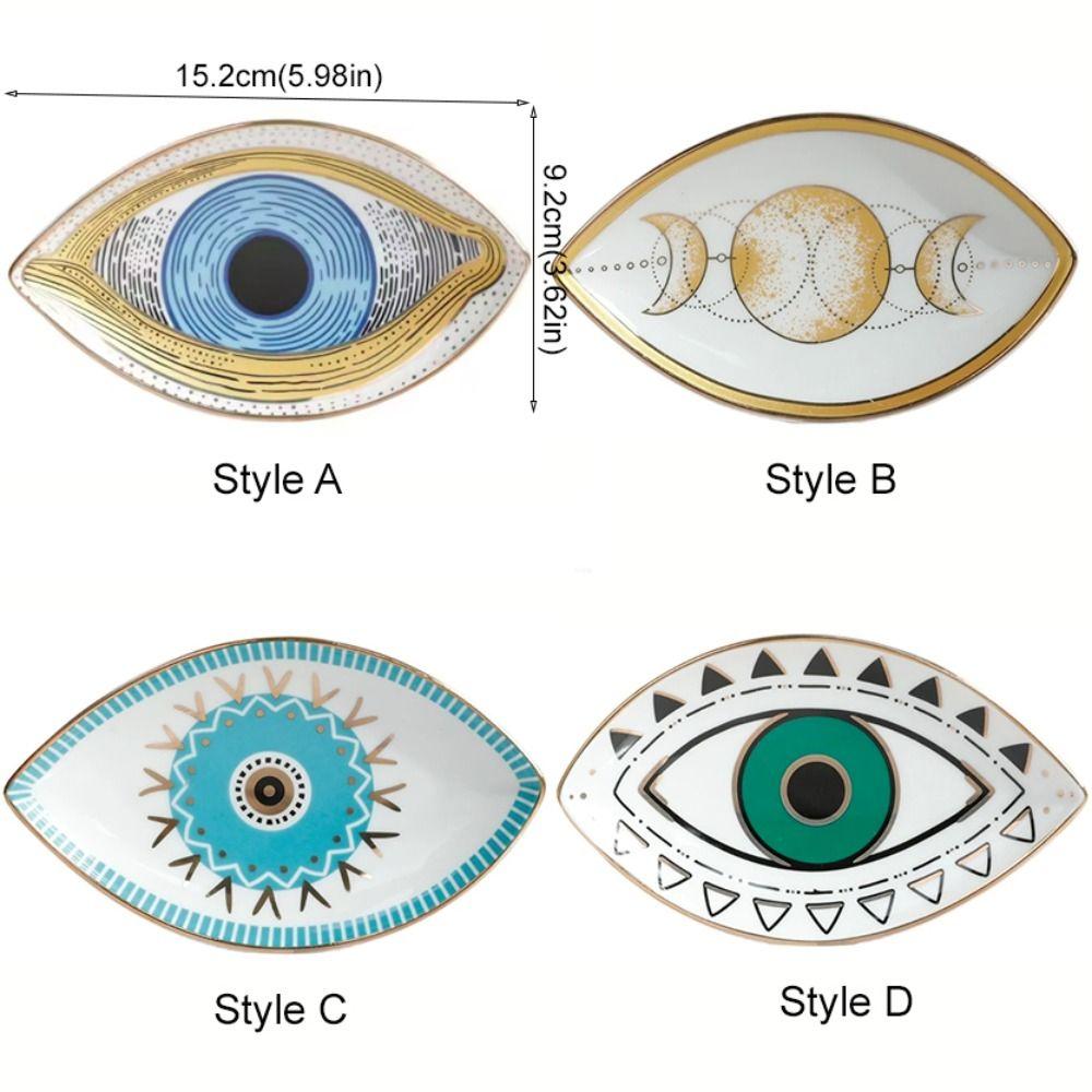 Home Decoration Eye Shape Jewelry Tray Ceramic Oval Decorative Plate Modern Art Style Trinket Plate Gift