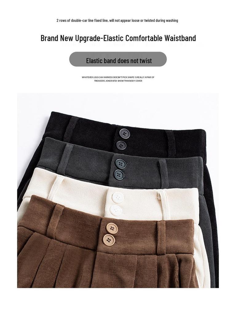 Women's Fleece-Lined Chenille Wide-Leg Pants: Tall, Draped, Casual Style for Spring & Autumn 2025