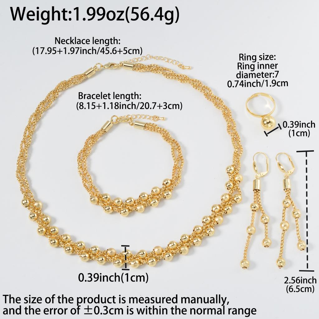 Pearl Pendant 4pcs Jewelry Set Colorful Beads Necklace Bracelet Earrings Ring Bridal Wedding Set Luxury Jewelry Accessories