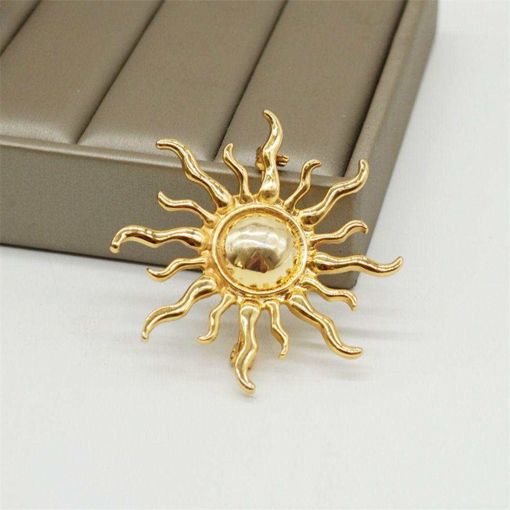 Spilla Forma di Sole Stile Retrò Spille Sole Smalto Metallo Spille Girasole Minimaliste Spilla Gioielli da Donna
