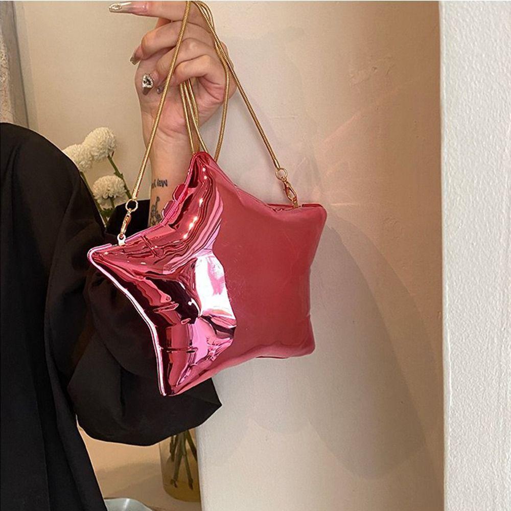 Silver Banquet Chain Bag Korean Style Funny Party Bag Portable Bright Star Shoulder Bag Girls