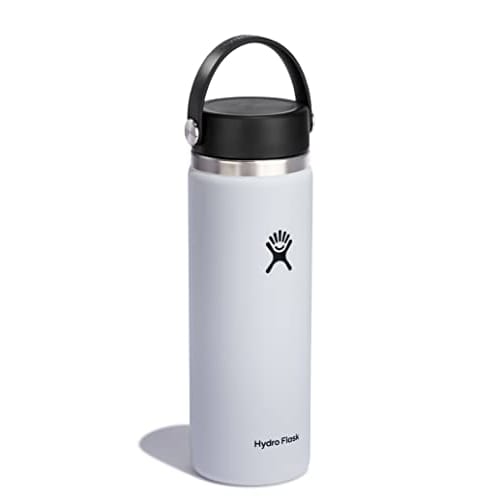 Wide Mouth 20oz (591ml) White Stainless Steel Water Bottle, Insulated for Hot and Cold Drinks (Official Japanese Product)