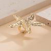 Bohemian Gold Color Metal Starfish Bangle Ring for Women Beach Vacation Shell Finger Ring Bracelet Accessories Zircon Set Gifts