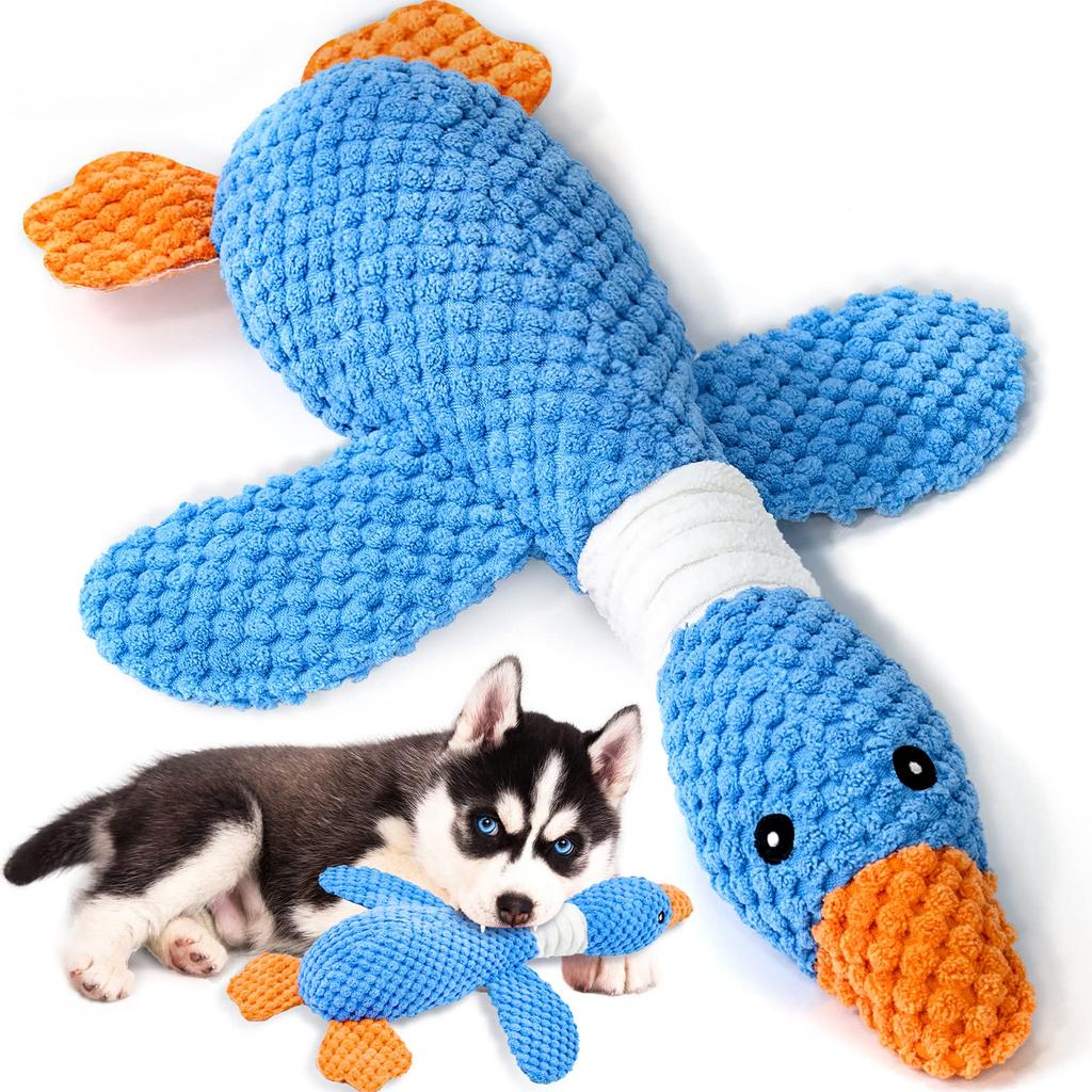 Vitscan Upgraded Goose Dog Toy for Aggressive and Large Crinkle Dog Plush Dog Puppy Chew Teething Duck Interactive Dog Puppy Toy Non-Breakable