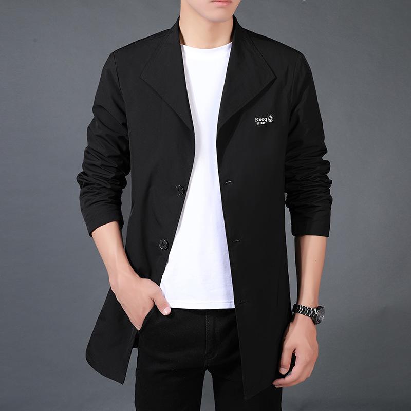 Men's Mid-Length High-End Trench Coat - Trendy Casual & Business Attire for Spring and Autumn