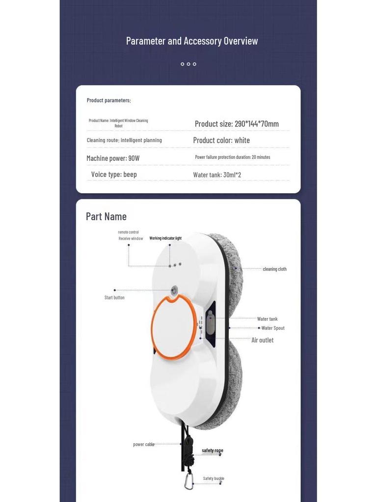 New Ultra-Thin Double Spray Intelligent Window Cleaning Robot for Households