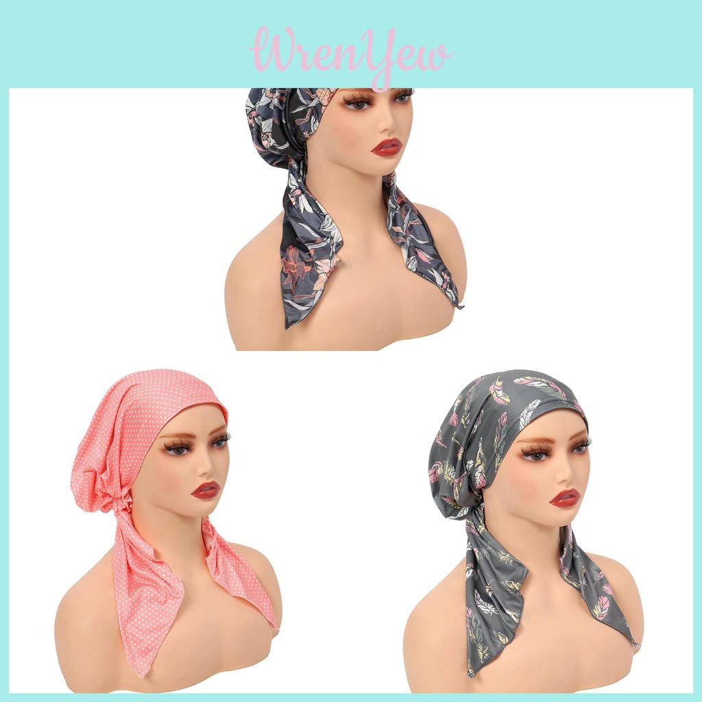 Elegant Floral Print Womens Headscarf Beanie With Polyester Material For All Seasons