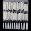 Long Denim Flat-Top French Nail Tips - 240 Pieces | Thin False Nail Supplies for Beauty and Pet Grooming