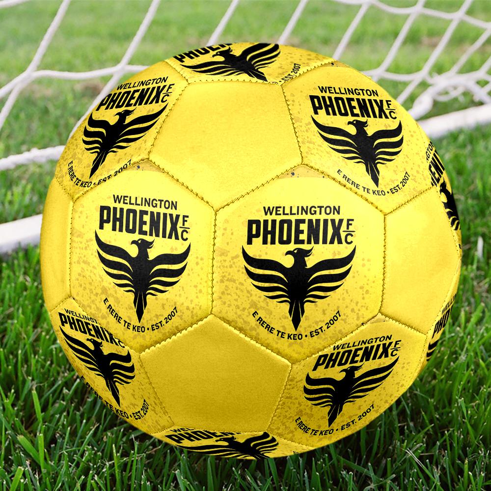 Футбольный мяч Wellington Phoenix FC, разноцветный, подходит для всех возрастов, сшит машинным швом, материал ПВХ, соревновательного уровня, прочный и с высоким отскоком