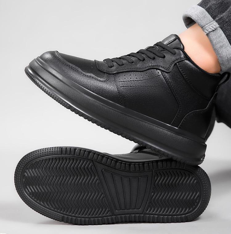 New British Style Mid-High Top Canvas Shoes: Lightweight, Breathable, Thick Sole, Hidden Heel, 10CM Casual Sports Shoes for Men