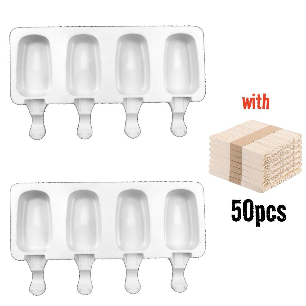 1/4pcs DIY Popsicle Molds Silicone Ice Cream Mold Oval Chocolate Ice Pop Maker Tray for Handmade Frozen Treats Kitchen Gadgets
