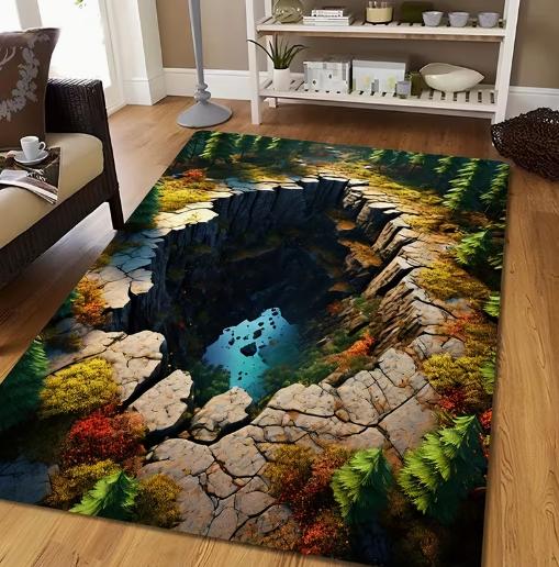 Bedroom Optical Illusion Carpet Anti Slip Carpet with Colored Vortex Area Carpet Living Room Gaming Room Home Decoration