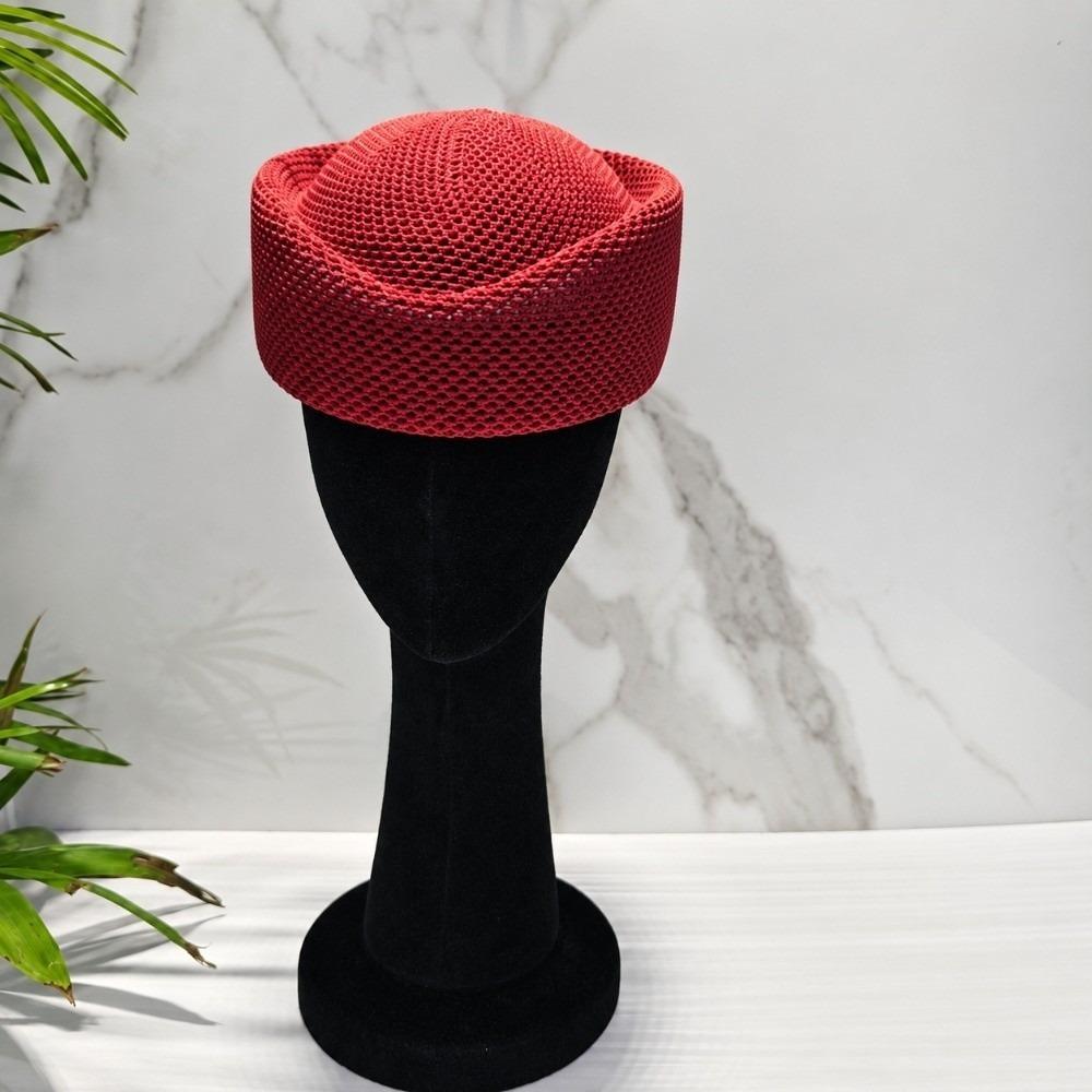 Solid Color Mesh Beret Hat Hollow Casual Stewardess Cap Fashion Knitted Beanie Women