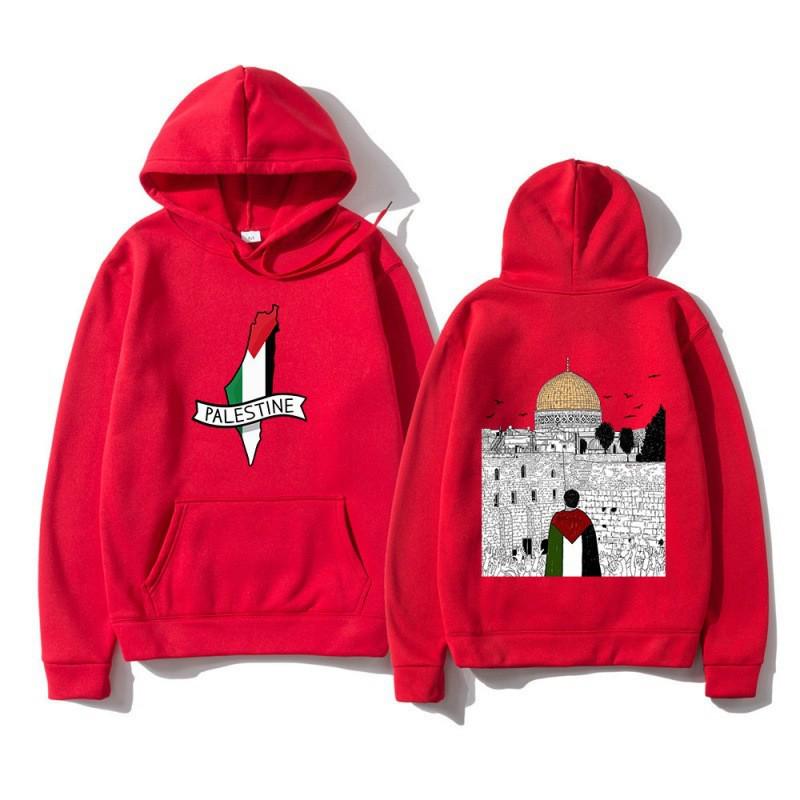 Palestine-Israel Themed Sports Hoodie - Men's Autumn/Winter Fleece Jacket