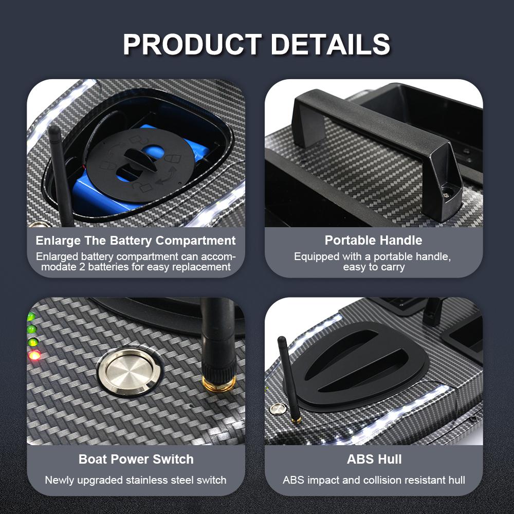 GPS Fishing Bait Boat 500m Remote Control Bait Boat Dual Motor RC Fish Finder 1.5KG Loading Support Automatic Cruise/Return/Route Correction