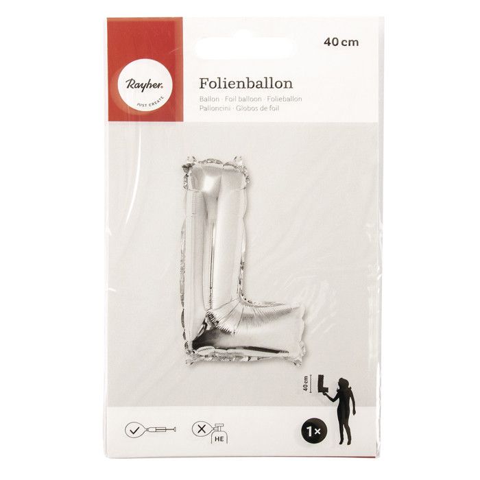 Ballon Lettre L, 40cm, 1pce. , argent