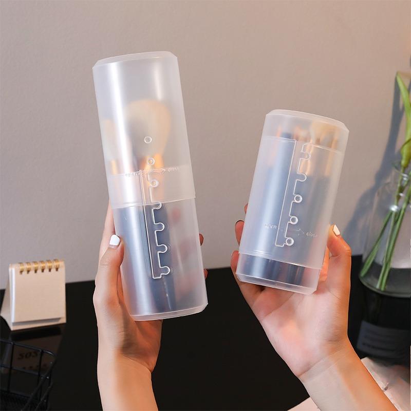 Transparent makeup brush storage rack, extendable storage bucket, outdoor portable dust cover, transparent minimalist style
