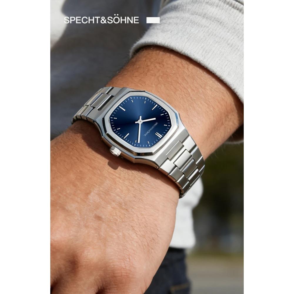 New Fashion Specht & Söhne Ultrathin Quartz Watch For Men Ice Blue Color Stainless Steel Watches Sapphire Crystal 50M Waterproof