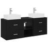 Bathroom Cabinet Set 3 Pcs Black 129 X 41 X 79.5 Cm