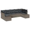 Garden Sofa Set with Storage 7 Pcs Grey Poly Rattan