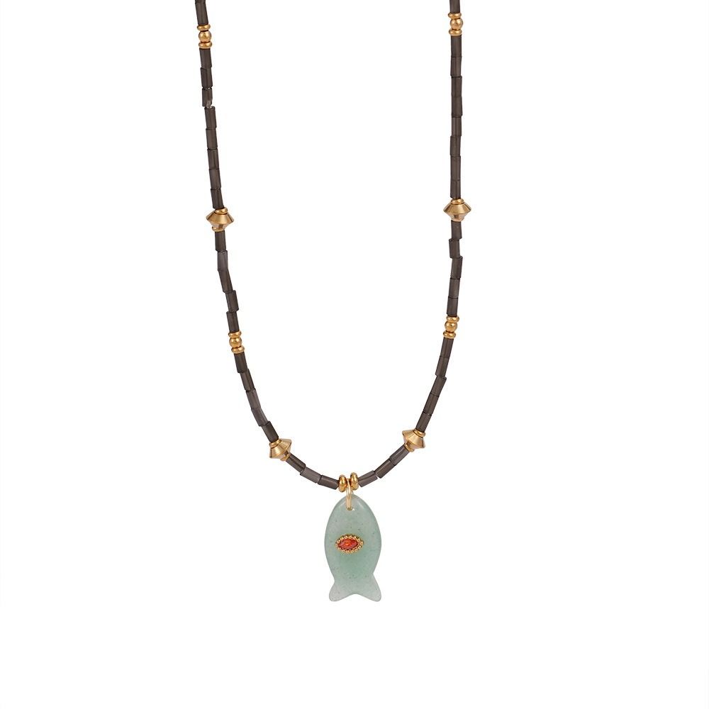 Colorful Fish Pendant Necklace Bohemia Ocean Style Beach Choker Mini Fish Necklace  Sea Beach
