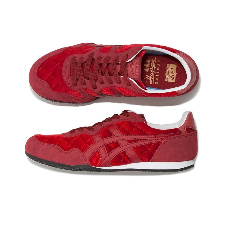 ONITSUKA TIGER Serrano Stoff Trendige Rutschfeste Strapazierfähige Leichte Niedrig geschnittene Lifestyle Freizeitschuhe Unisex Sneaker Rot 1183B390-600