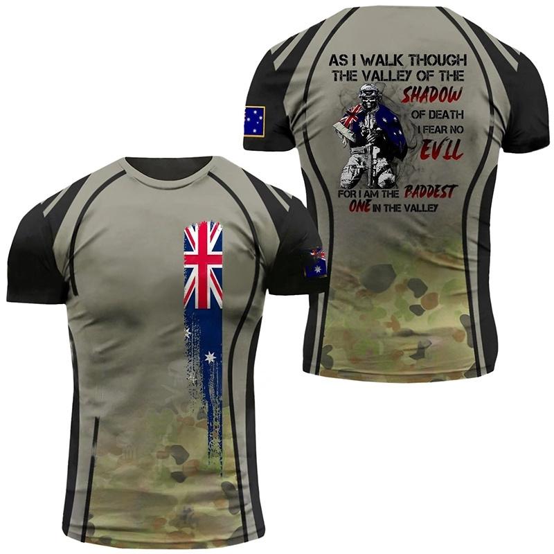 Australian Forest Camouflage T Shirt for Men Tops Tee Shirts 3D Printed Jungle Short Sleeve