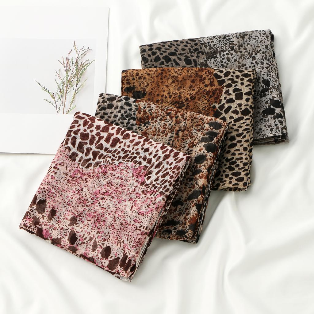 Neuer Hijab mit Leopardenmuster Atmungsaktiv Leichtgewicht Weich Baumwolle Rayon Viskose Gewebt Modal Muslimischer Damen Schal Hijab Tuch