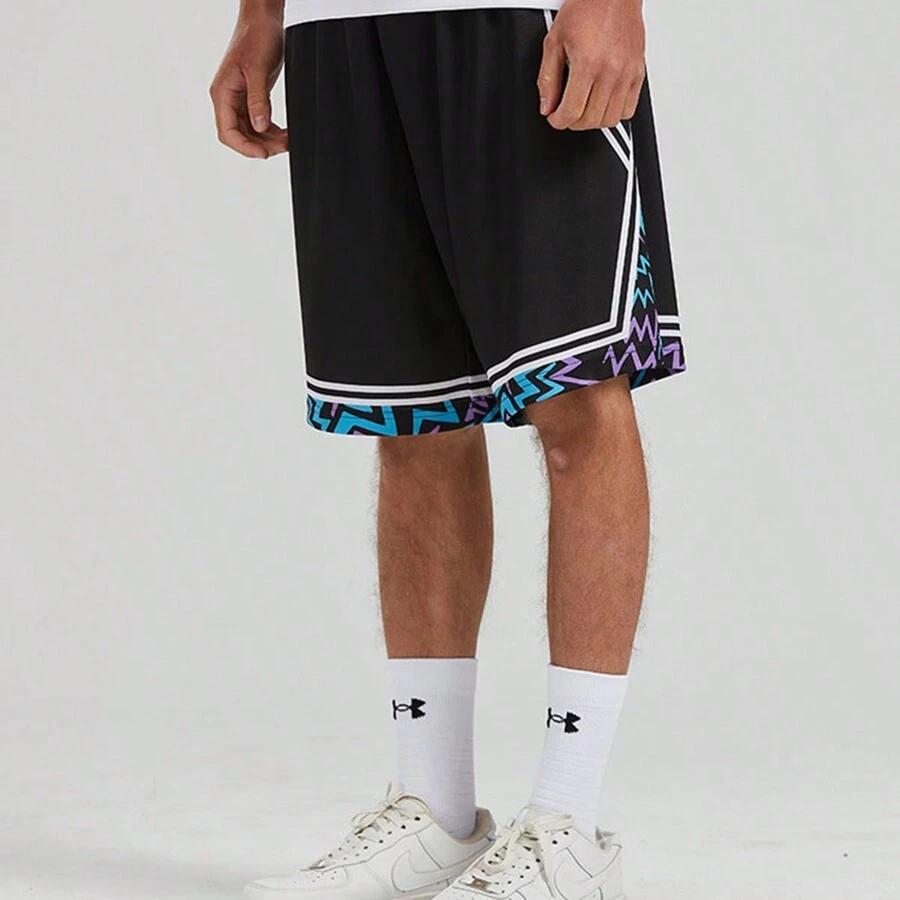 Under Armour Full Print Quick-Dry Short Sleeve Striped Shorts Casual Sports Set Men sets Black 21500531-001+24500211-001